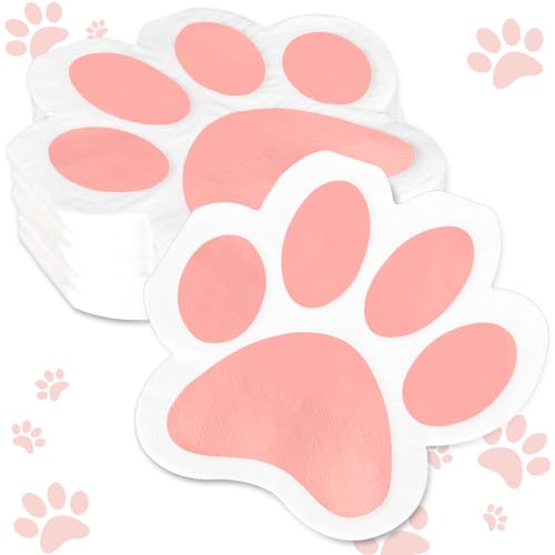 Serviettes en papier à motif pattes de chien roses épaisses et absorbantes