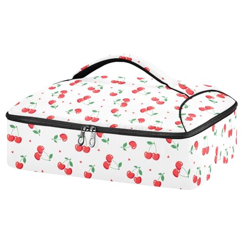 Carino contenitore per casseruola a forma di cuore di ciliegia per cibi caldi o freddi borsa termica per casseruole con coperchio per viaggi feste picnic Cuore di carino Taglia