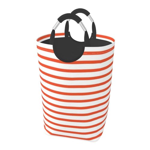 Large Laundry Basket, Tango Orange Summer Stripes Collapsible Laundry Hamper Dirty Clothes Washing Bin for College Dorm Storage Essentials