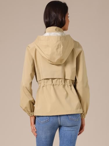 Allegra K Women's Rain Jacket Zipper Lightweight Outdoor Hiking Hooded Windbreaker Raincoat4