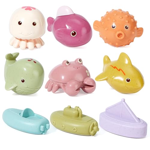 Image of Baby Bath Toys, 9 Pack | Mold Free Bath Toys with Sealed & No Holes Design | Soft, Easy Grip & Floatable Bathtub Toys | Babies & Toddlers Pool Water Toys for 6-12-18 Months
