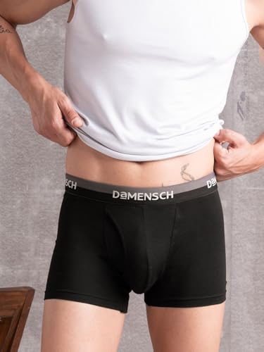 Image of DAMENSCH Mens Premium Cotton Solid Trunks ReFRSH Peppermint Powered-Poise Blue, Pine Green, Loyal Maroon, Modern Grey, Jet Black-S