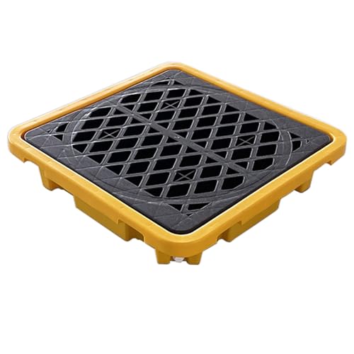 Oil Tank Spill Containment Tray, Industrial 1 Drum Spill Containment Modular Platform for Laboratories Supermarket Basement Storage, Low Profile Plastic Pallet with Drain(67.5x67.5x15 cm(26.6x26.6x5.9