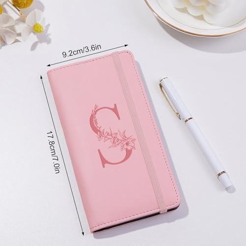 Image of MHJY Checkbook Covers for Personal Checkbook, RFID Blocking Checkbook Holder Alphabet Checkbook Cover for Duplicate Checks, Pink S, S