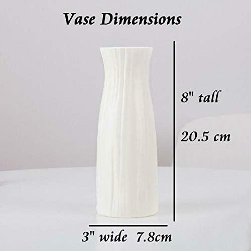 Ceramic Look Plastic Vase - Unbreakable Vase for Flowers (Narrow Seashell White)
