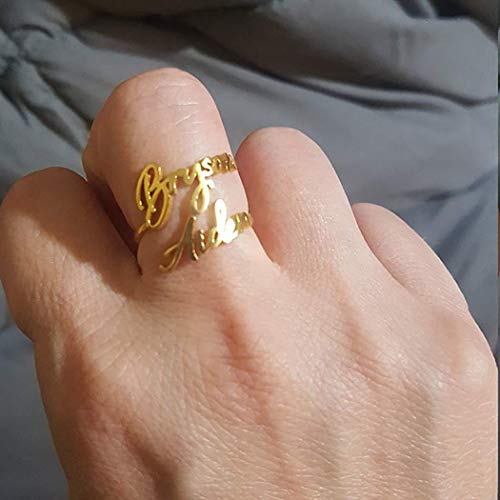 Simonly Valentines Day Gifts Double Name Ring Two Name Ring Sterling Silver Statement Ring Custom Name Ring With Any Names Mother Daughter Ring Gift #TOP1