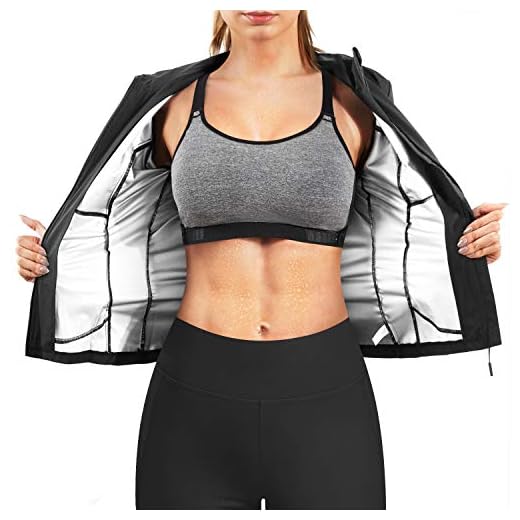Ursexyly Women Hot Sweat Sauna Suit Waist Trainer Jacket Slimming Weight Loss Body Shaper Zipper Shirt Workout Long Sleeve Tops (Black, X-Large)