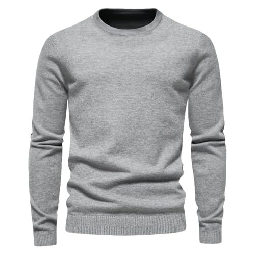 Suéter de punto grueso para hombre con cuello redondo y silueta slim fit elegante