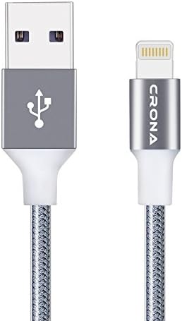CRONA  Lightning Cables apple ,iPhone Charging Cable Nylon Braided Cord 4Pack (1ft/3ft/3ft/6ft)for iPhone X / 8 / 8 Plus / 7 / 7 Plus / 6 / 6 Plus / 5S /5C /iPad /iPod (Grey)
