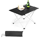 RELAX4LIFE Campingtisch Aluminium, Picknicktisch Klappbar, Leichter Klapptisch mit Tasche, Multifunktionstisch für Camping & Grillen & Picknick & Angeln, bis 25kg belastbar, 40x35x32 cm (Schwarz)