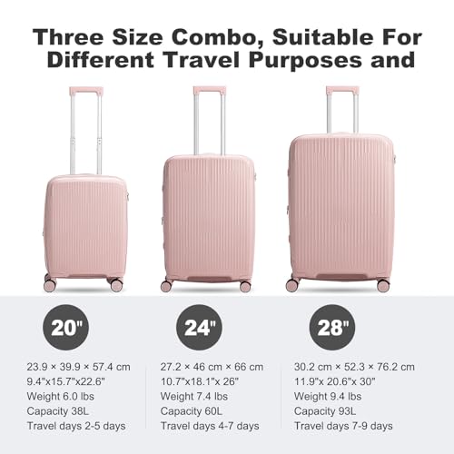 Nazhura Luggage Set, 3-Piece Hardside Suitcase Set, 20-inch Carry On, 24-inch, 28-inch Luggage2
