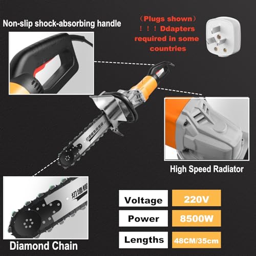 Concrete Saw, Electric Concrete Saw, Brushless Motor Wall Chaser Cutting Machine, Electric Wall Grooving Cutting Machine Chaser, With Water Fed Dust Suppression For Slotting Brick Granite Marble Concr