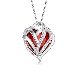 Heart Pendant Necklaces for Women Silver Tone Cubic Zirconia Christmas Valentine's Mother Day Jewler