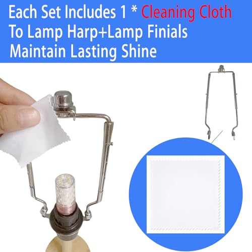 Image of Lamp Shade Harp Holder for Spider Lampshade,7 /8 /9 /10 Inch Height Adjustable,3 /8 inch Standard Saddle,E14 /E26 /E27 Light Base UNO Fitter Adapter Converter,Lamp Kit and Parts,Lamp Harp (Silver)