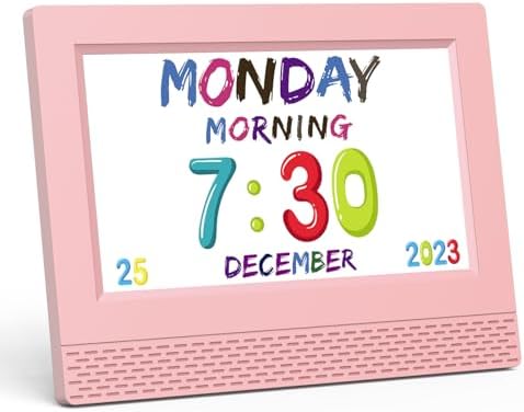 Kids Digital Alarm Clock Colorful, 7" Large LED Time Display Chil...