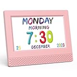 Kids Digital Alarm Clock Colorful, 7' Large LED Time Display Children's Sleep Trainer, Eye-Caring Digital Clock for Girls Boys Bedrooms Bedside, 17 Alarm Clock Settings Easy to Use Kids Birthday Gift