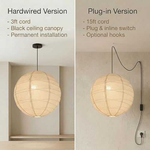 Image of Nogy Lantern Lamp Pendant Light - Paper Lantern Pendant - Off White Paper Pendant Light - Rice Hanging Light, Perfect for Home Decor