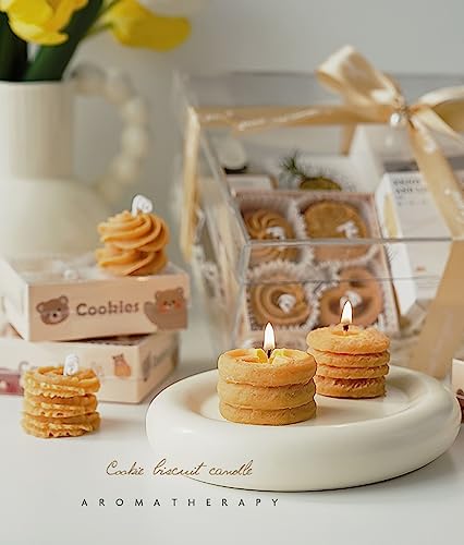 T-Shin COOKIES SHAPED SCENTED CANDLE 4Pack 120G Biscuit Aroma Soy Wax Decorative Candle thumb #1