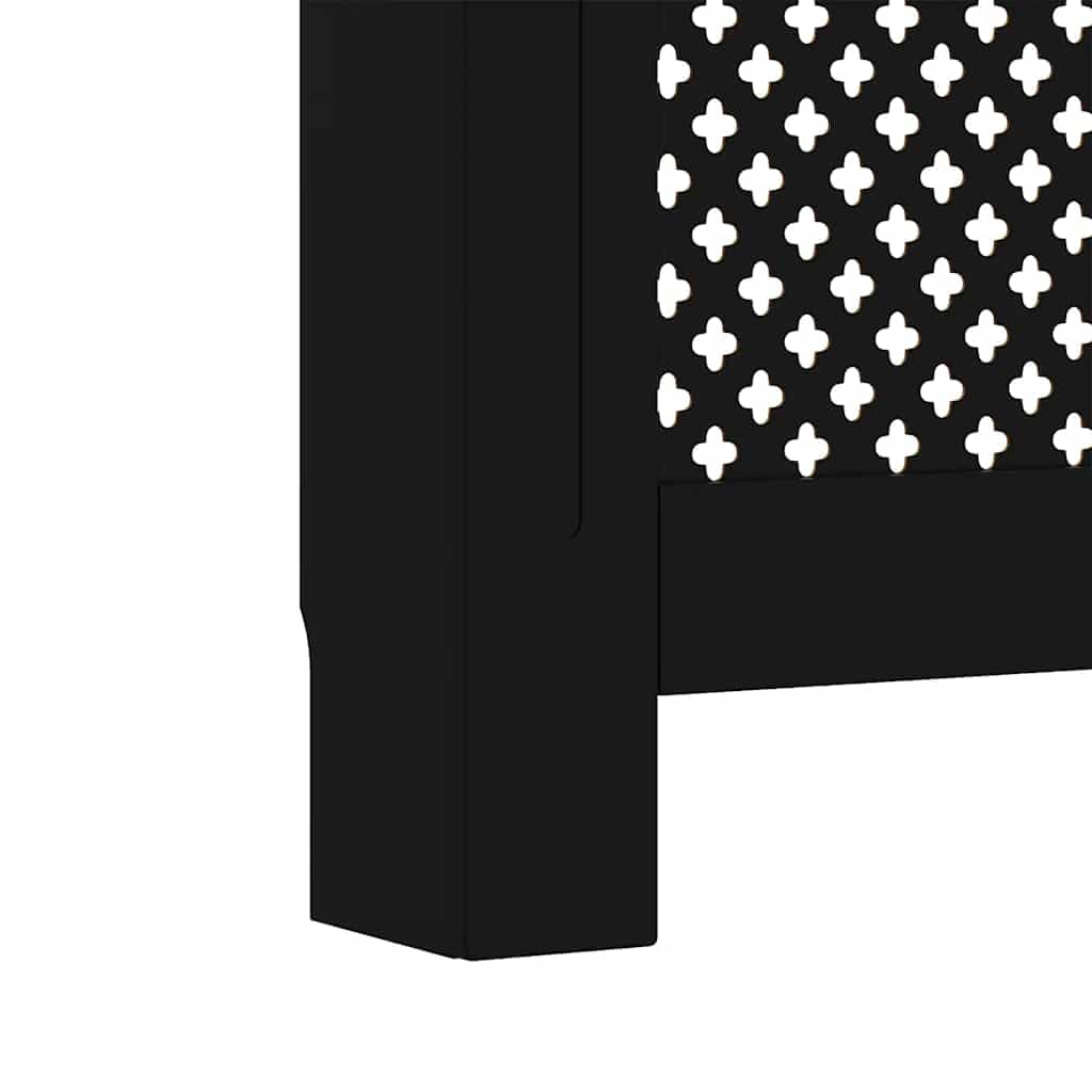 Heizkörperverkleidung Schwarz MDF 112x19x81,5 cm mit Latten-Design für Wohnzimmer, einfache Montage, platzsparende Abdeckung mit Wabenmuster für Heizung und Temperaturregelung