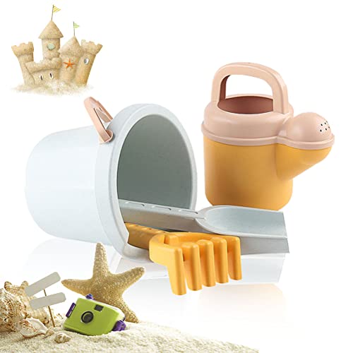Bagima Kinder-Strand-Sandspielzeug, Weizenstroh-Strandspielzeug-Set mit Sandeimer-Rechen und Wasserkanister, Schaufel-Werkzeug-Set für Kinder-Badespielzeug im Freien Cover