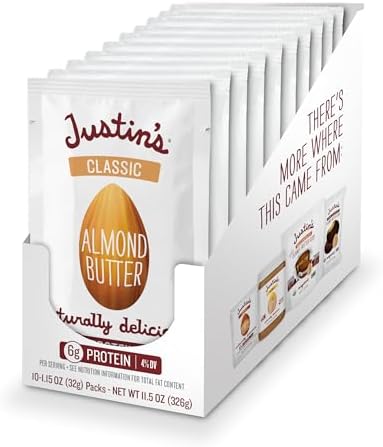 JUSTIN'S Classic Almond Butter Squeeze Packs, 1.15 Ounce (10 Pack)