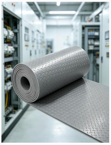 Image of Rubber Mat Roll, 5mm Thick Diamond Plate Pattern, Electrical Insulating Mat