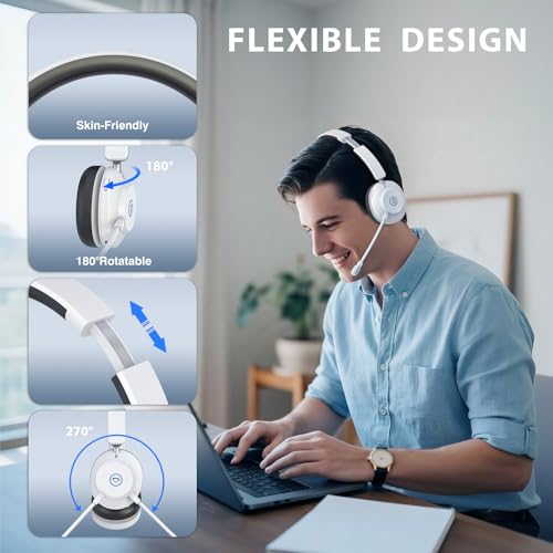 Image of Bluetooth Headset with Microphone, Wireless Headset AI Noise Cancelling