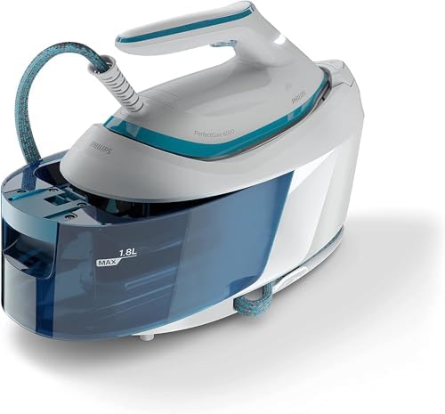 Bild 1 - Philips PerfectCare Dampfgenerator der 6000er Serie - 2400 W, 500 g Dampfstoß, 6,5 Bar Druck, OptimalTEMP-Technologie, 1,8-Liter-Tank, Weiß/Blau (PSG6022/20)