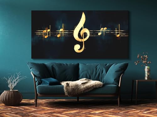 Tableau mural musical en toile dorée pour salon et studio - 2