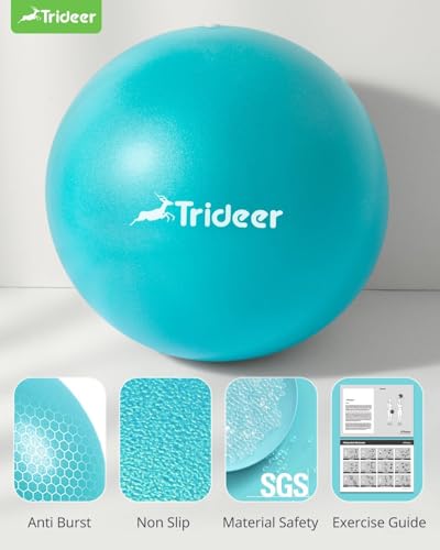 Image of Trideer 9-Inch Pilates Ball, Small Exercise Ball for Yoga, Core Training, Physical Therapy, Balance, Stability and Stretching Pilates Equipment with Inflation Straw (Turquoise)