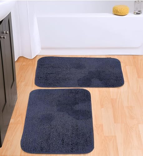 Image of Door Mats for Home | Door Mats for Home Entrance | Door Mat for Bathroom| Soft & Super Absorbent Mats for Shower | Washable, Non-Slip & Quick-Drying Mats (Pack of 2) (Black)