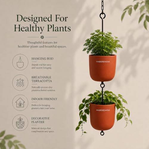 Image of Habere India-All the Cultures Fabricating India Pot for Plants | Flower Pots for Garden, Dining Table & Home Decor | Terracotta Flower Pot for Living Room Decoration (Red, Dia15 x H15 cm)