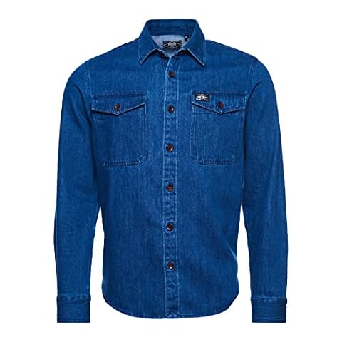 Superdry Men's Mid Blue Denim Work Shirt Cover
