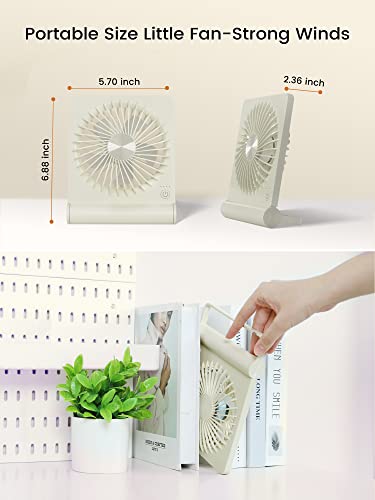 Ferrisa Desk Fan, Small But Powerful, Portable Fan Battery Operated, 220° Tilt Folding Ultra Quiet Person Mini Fan, Strong Wind, 3 Speed Adjustable For Home Office Desktop Travel Camping (Beige) #TOP2