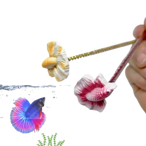 Image of 1 Pack Interactive Betta Fish Flare Stick Toy for Betta Tanks - Simulated Betta Training Teasing Toy for Betta Color Grow and Good Behavio (Red)