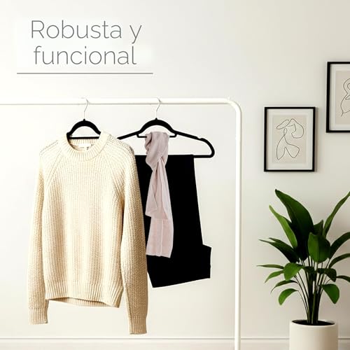 Utopia Home Perchas Terciopelo con Tie Bar (Negro, Paquete de 50) - Imagen 3