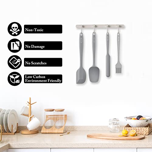 Tacgea Silicone Spatula Set, Heat-Resistant Non-Stick One Piece Design Spatula For Cooking, Baking And Mixing, Dishwasher Safe, Set Of 4 Gray #TOP4