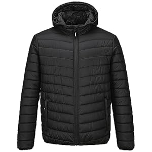 Herren Steppjacke Wasserdichte Pufferjacke Verstaubare Leichte Wasserdichte Kapuzenjacke Winterjacke mit Taschen