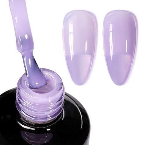 Beetles Purple Gel Nail Polish, 15ML Pastel Purple Jelly Gel Poli...