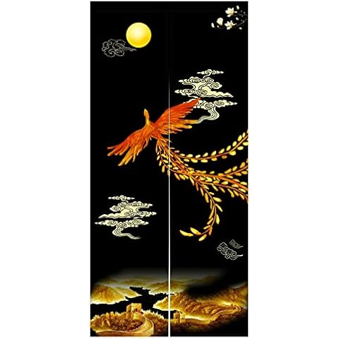 LIGICKY Noren Curtain with Phoenix Design Cover