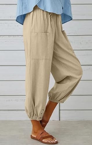 Women's Casual Beachy Drawstring Pants Plus Size Tapered Slacks Christmas Elasic Trousers3
