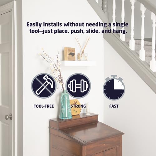 HIGH & MIGHTY 515651 Modern 18" Floating Shelf Holds up to 15lbs, Easy Tool-Free Dry Wall Installation, Flat, eCommerce Packaging, White by HIGH & MIGHTY - Image 4