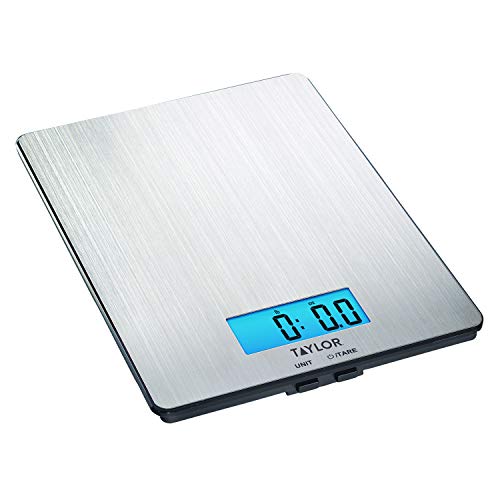 Taylor 11Lb Stainless Steel Digital Kitchen Scale, Ultra-Thin, Silver #TOP1