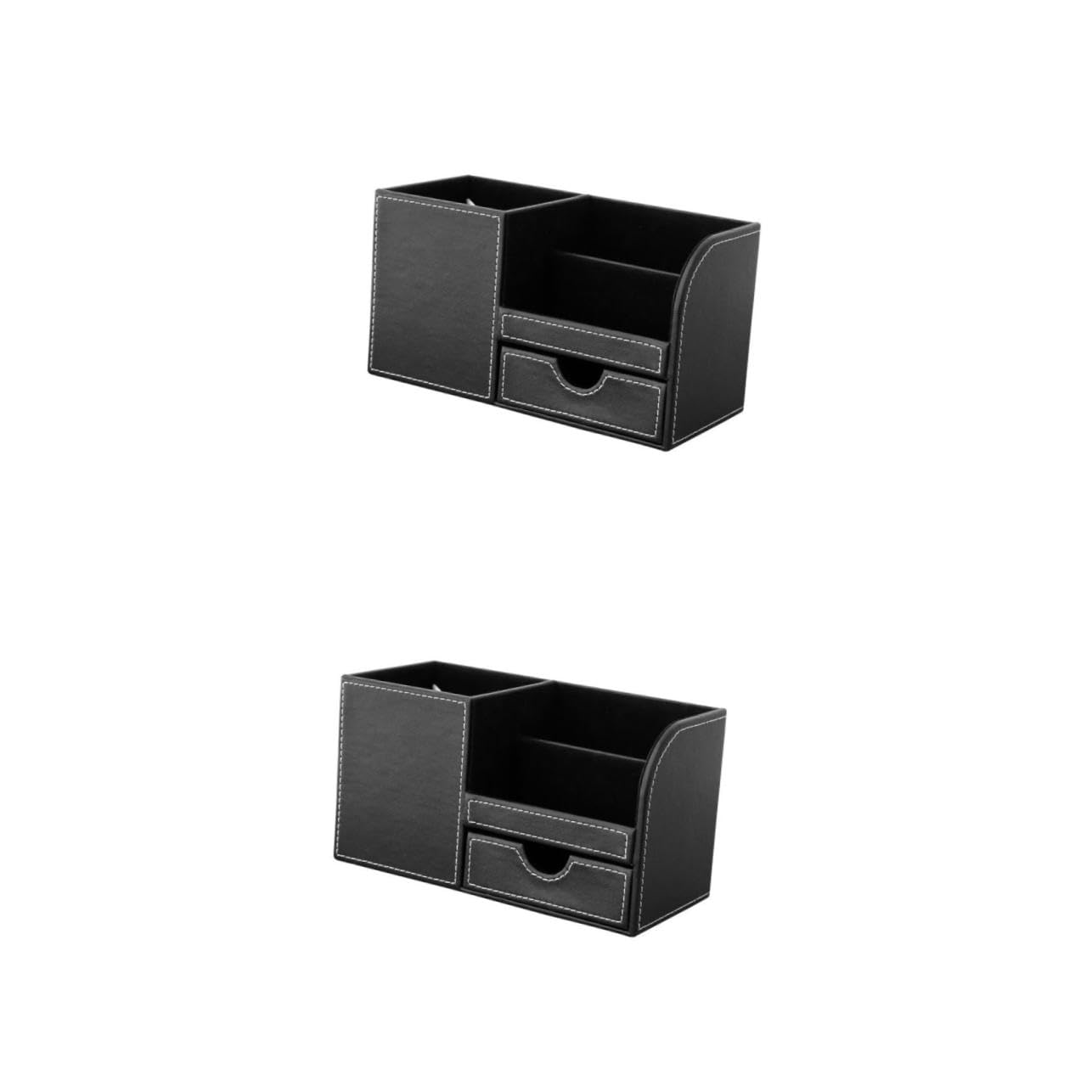2 Piezas Organizador de Escritorio Multifuncional de PU Negro Soporte para Papelería de Oficina Caja de Almacenamiento para y Dormitorio Diseño y Duradero