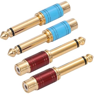 Greluma 4 Piezas de Adaptador de Audio Macho a Hembra RCA de 6,35 mm (1/4 pulgada), Chapado en oro (Rojo y Azul) | Ya disponible en tu tienda friki favorita! En mundofriki.es! Greluma 4 Piezas de Adaptador de Audio Macho a Hembra RCA de 6,35 mm (1/4 pulgada), Chapado en oro (Rojo y Azul) | Ya disponible en tu tienda friki favorita! En mundofriki.es!