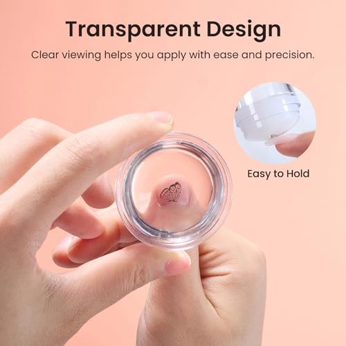 Image of Beetles French Tip Nail Stamp Tool 4Pcs Short Clear Silicone Nails Stamping and Long French Tip Stamper with Nail Scraper Art Tips Printing Stamper Tool Set for Manicure Home DIY Salon