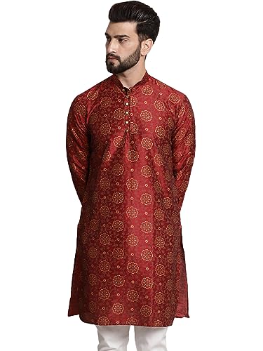 Image of SOJANYA Men's Silk Blend Kurta with Paisley Design