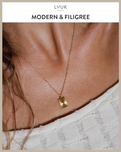 LUUK LIFESTYLE Filigree necklace with pendant, gift for girlfriend, jewelry for women, waterproof chain made of stainless steel3