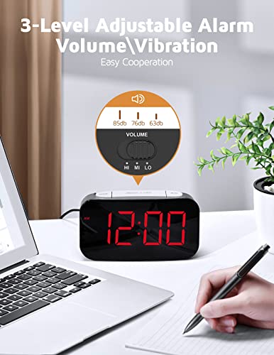 Loud Alarm Clock For Heavy Sleepers, 3 Level Progressive Volume/Vibration,Auto-Brightness, 7 Night Light, Vibrating Alarm Clock With Bed Shaker For Deaf Hearing Impaired, 12/24H,2 Usb Ports, Snooze #TOP4