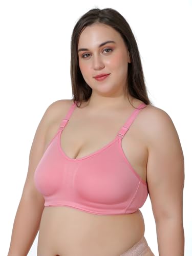 Image of MAROON Cotton Satin Blend Seamless Non Padded Non-Wired Full Coverage Women Minimizer Bra